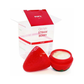Strawberry-shaped jar with open lid revealing cream, next to box labeled 'Oh My Strawberry'.