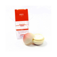 Peachy Keen peach nipple cream jar with open lid next to product box on white background