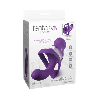 Fantasy For Her purple silicone G-spot pleasure pump in retail packaging