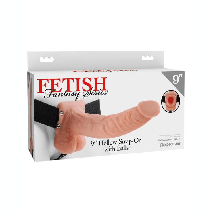 Fetish Fantasy Series Hollow Strap-On Dildo with Balls and Stretchy Harness - House of Vices 