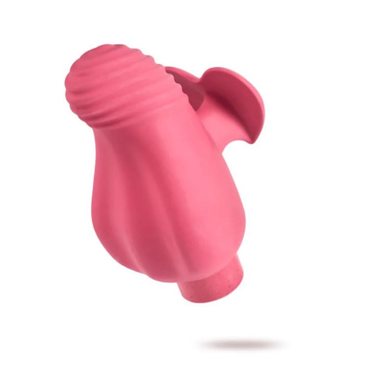 Pink Gaia Eco Love Bullet Vibrator and sleeve on white background, House of Vices wellness store