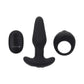 Gender X Teamwork black silicone vibrating anal plug with remote and ring set