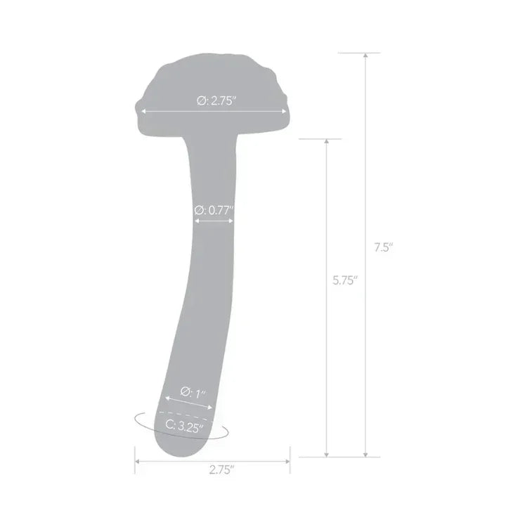 Glas Magic Mushroom Dildo 7.5 in. Glass Dildo - House of Vices 