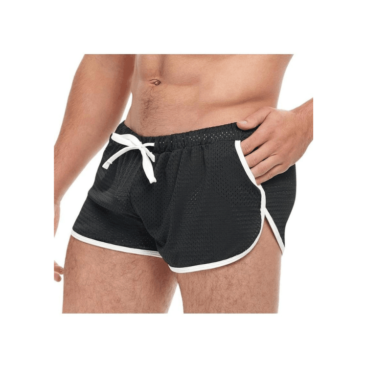 Goal-Line-Side-Split-Mesh-Booty-Shorts-Black - House of Vices 