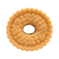 Close-up of a beige donut-shaped textured silicone sleeve on white background