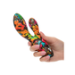 Vibrant graffiti-patterned dual-stimulus adult toy held in hand, featuring colorful street art design for intimate pleasure.