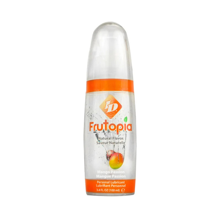 ID Frutopia Mango Passion flavored personal lubricant 3.4 fl oz clear bottle