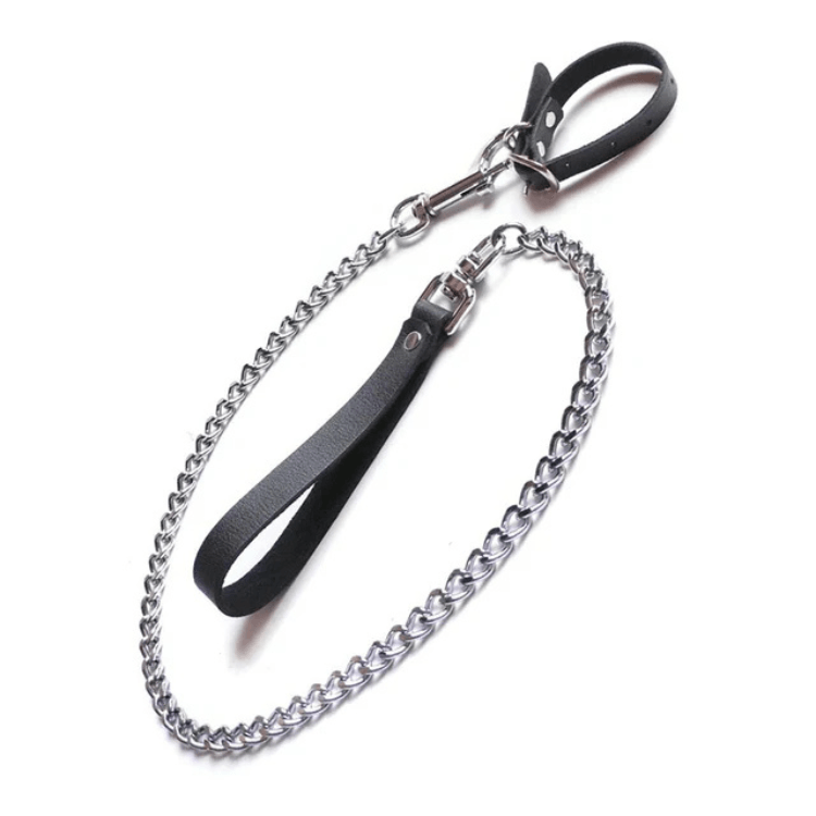 KinkLab Buckling Cock Ring and Chain Leash Set - House of Vices