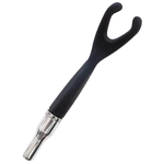 Black silicone and silver dual-prong personal massager from House of Vices wellness store