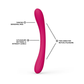Pink dual-ended adult toy with curved shape, sensorial ribs, and multiple intensity settings.