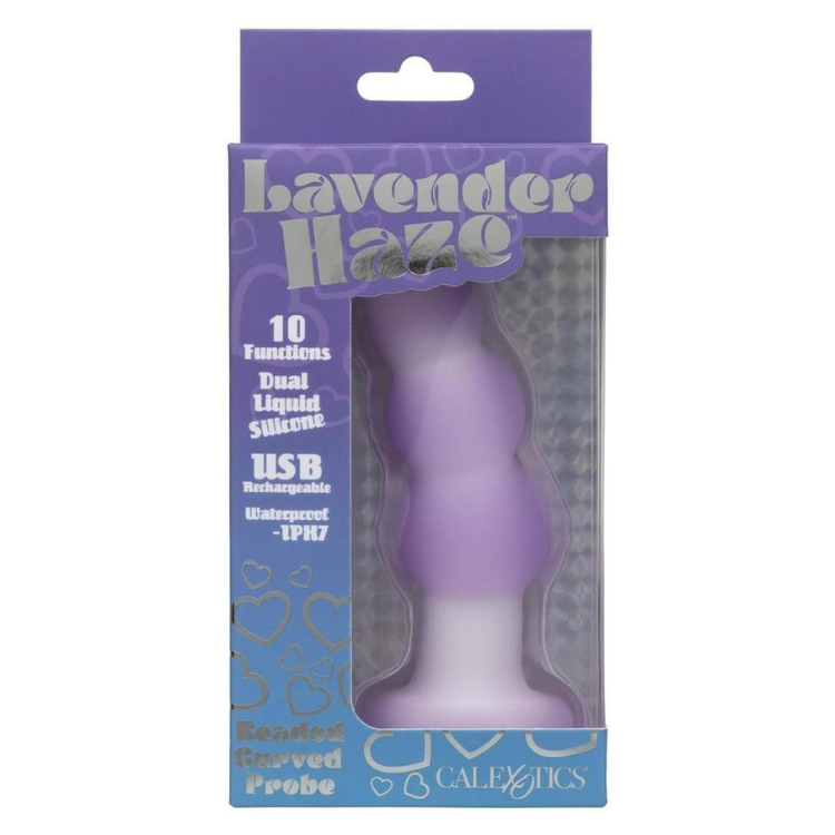 Lavender Haze Beaded Curved Rechargeable Silicone Probe - House of Vices