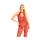 Leg Avenue Seamless Rhinestone Fishnet Bodystocking with Keyhole and Lace Lingerie Detail - House of Vices 