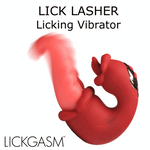 Red LICK LASHER Licking Vibrator with motion effect and LICKGASM branding