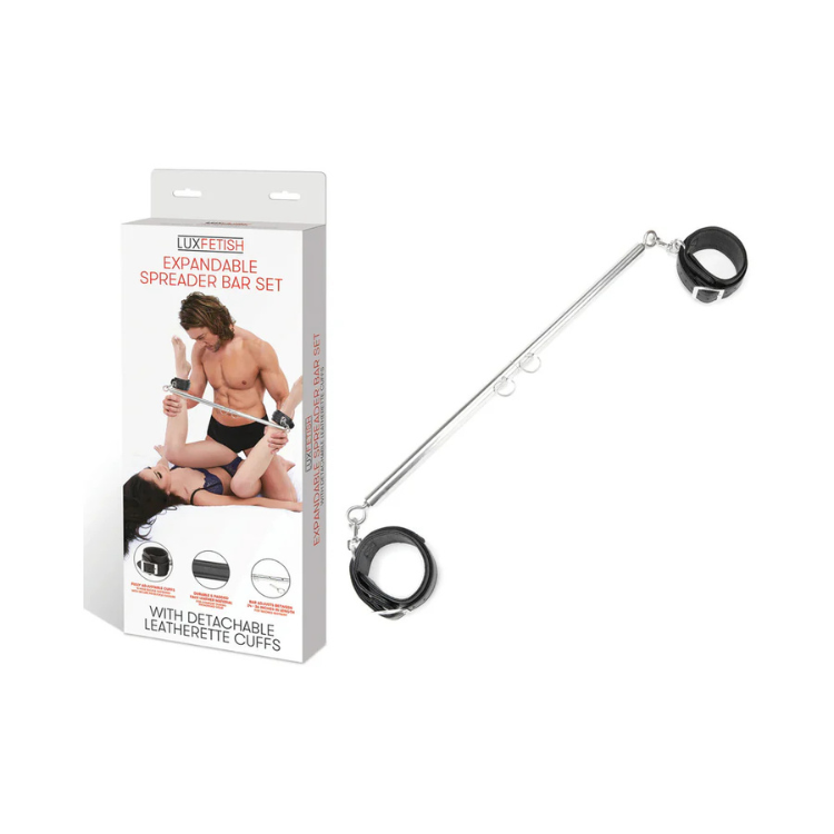 Lux Fetish Expandable Spreader Bar Set with Detachable Leatherette Cuffs - House of Vices 