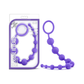 Purple silicone 10 bead strand with retrieval loop, shown in package and outside.