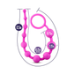 Pink silicone bead strand with pull ring and size measurements for intimate wellness use