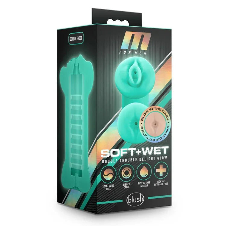 M_for_Men_Soft_and_Wet_Double_Trouble_Glow_In_The_Dark_Masturbator1 - House of Vices 