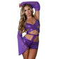 Magic_Silk_Glimmer_Wrap_Bralette_Booty_Shorts_Sleeve_Set_Purple_Disco_6 - House of Vices 