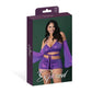 Magic_Silk_Glimmer_Wrap_Bralette_Booty_Shorts_Sleeve_Set_Purple_Disco_Queen_Size_2 - House of Vices 