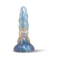 Iridescent blue and pink textured adult toy with suction base, premium wellness product