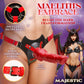 Red and black adjustable harness with dildoring set, fantasy-themed adult toy for intimate play