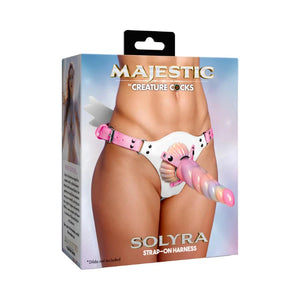 Solyra strap-on harness with pink creature cock, Majestic Creature Cocks packaging