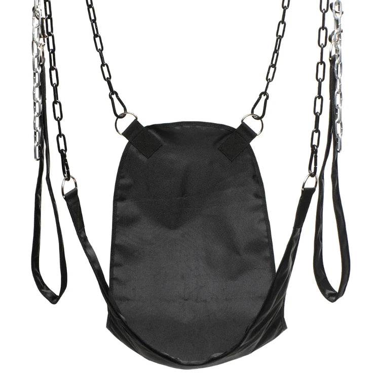 Masters Series Slinger Nylon Sex Sling in black with adjustable chain straps