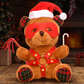 Master Series Brown teddy bear in red harness, Santa hat, red mask, holding a whip and candy cane, Christmas decor