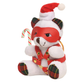 Master Series Plush bondage bear keychain in red harness, Santa hat, holiday mask, holding a candy cane