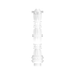 Clear textured silicone stroker sleeve with ribbed segments on white background