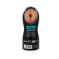 Realistic mocha anal male masturbator in black plastic case, close-up product shot
