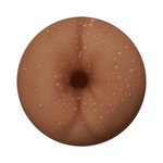 Realistic silicone male masturbator with textured, lifelike anal entry detail