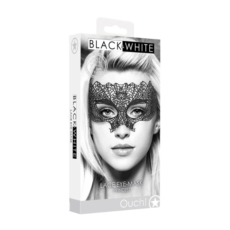 Ouch! Black & White Princess Lace Eye Mask. - House of Vices 