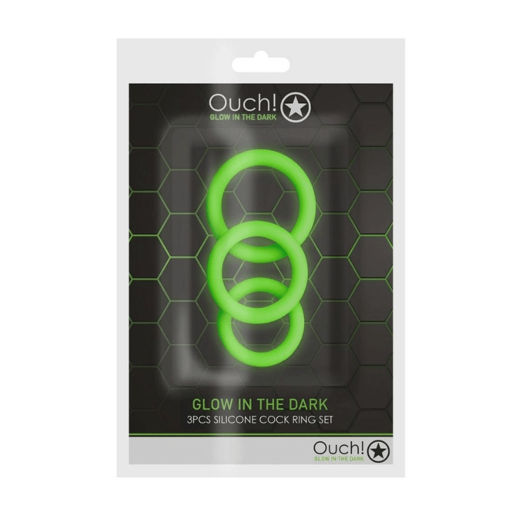 Ouch_Cock_Ring_Silicone_Set_3pc_Glow_in_the_Dark - House of Vices 