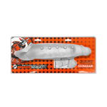 Clear silicone cock sheath in retail packaging with orange patterned background