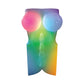 Rainbow-colored silicone adult toy with dual stimulation design