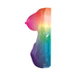 Rainbow gradient silicone breast form with internal ribbed texture for intimate wellness