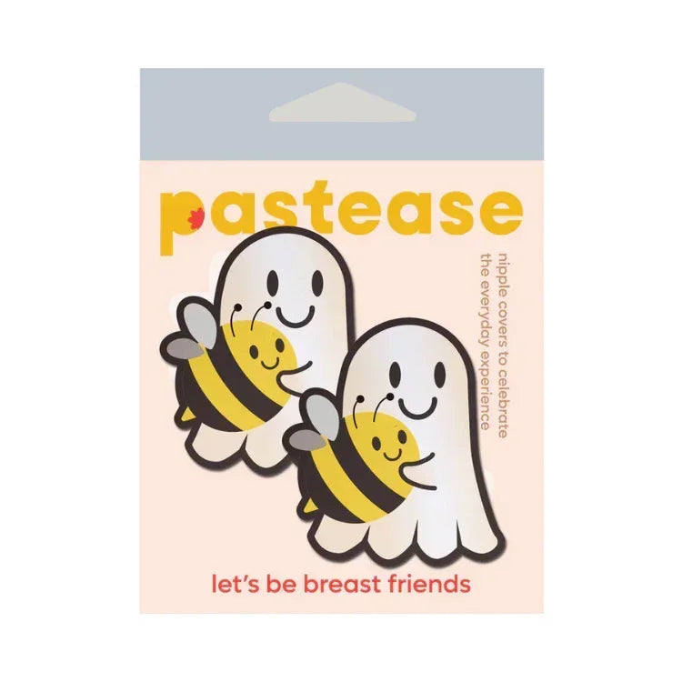Pastease Boo-Bee Pasties: Kawaii Ghost with Bee Friend Nipple Covers - House of Vices 