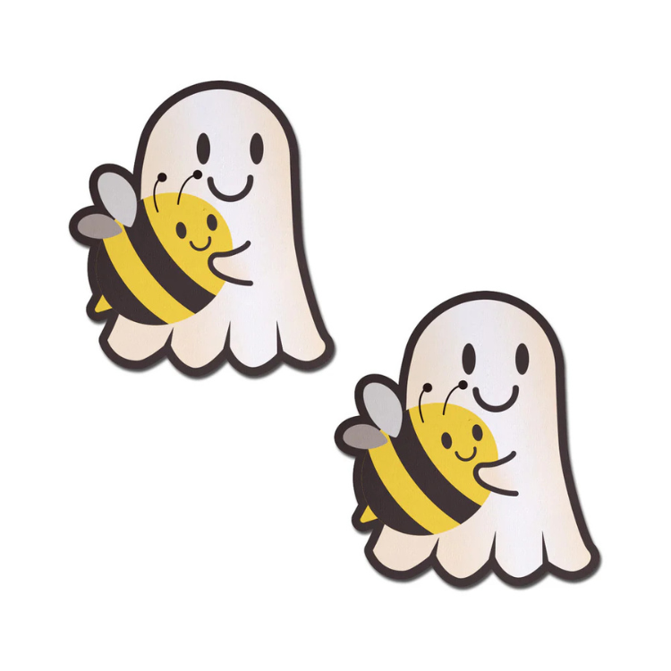 Pastease Boo-Bee Pasties: Kawaii Ghost with Bee Friend Nipple Covers - House of Vices 