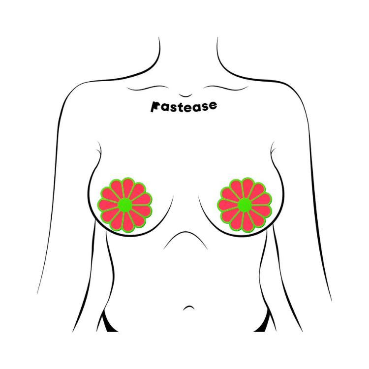 Pastease Daisy: Glow-in-the-Dark Neon Pink Petal Pasties Nipple Covers - House of Vices 