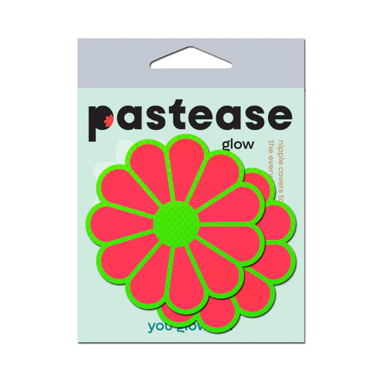 Pastease Daisy: Glow-in-the-Dark Neon Pink Petal Pasties Nipple Covers - House of Vices 