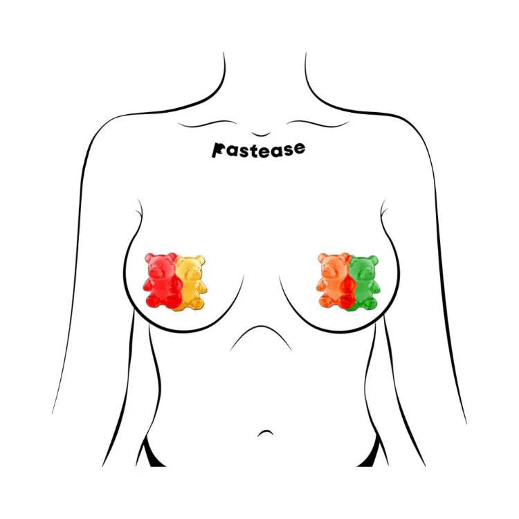Colorful gummy bear pasties for playful adult wear, fun novelty lingerie accessory