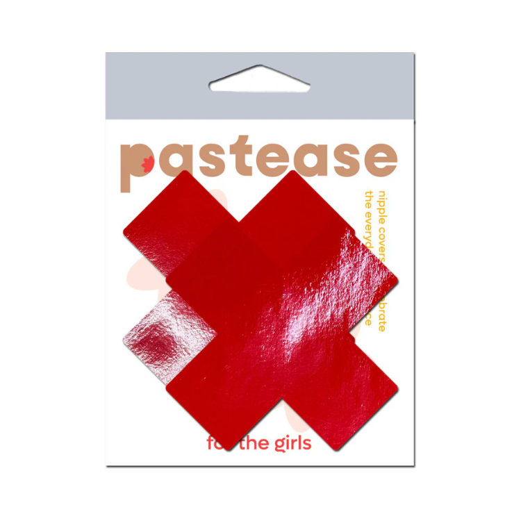 Pastease Plus X Faux Latex Pleather Vinyl Cross Pasties - House of Vices 