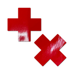 Pastease Plus X Faux Latex Pleather Vinyl Cross Pasties - House of Vices 