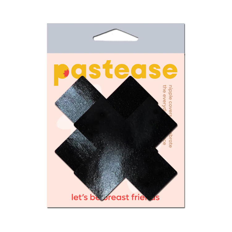 Pastease Plus X Faux Latex Pleather Vinyl Cross Pasties - House of Vices 