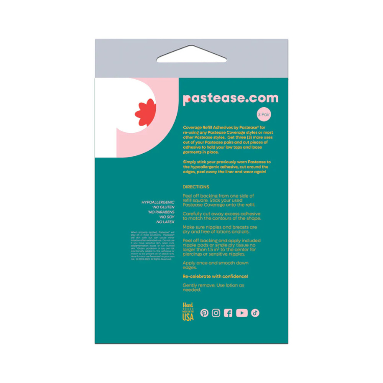 Pastease Refills Coverage: Three Pair Double Stick Adhesive Squares - House of Vices 