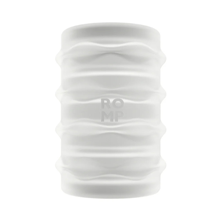 Clear textured ROMP compact reversible silicone wellness toy on white background, House of Vices