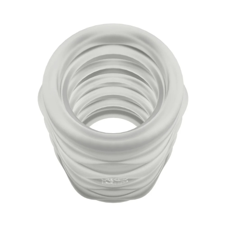 Clear compact reversible manual stroker with ribbed texture, House of Vices wellness product.