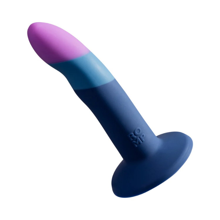 ROMP Piccolo silicone pleasure toy in purple and blue, House of Vices wellness store
