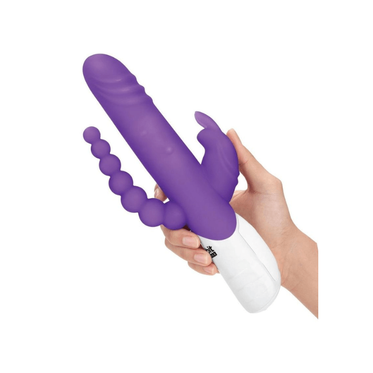Rabbit Essentials Silicone Rechargeable Double Penetration Vibrator - House of Vices 